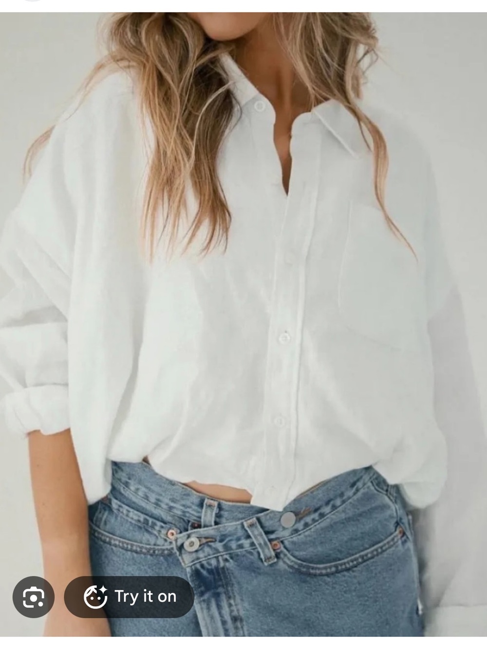 Parke white bubble hem button down shirt